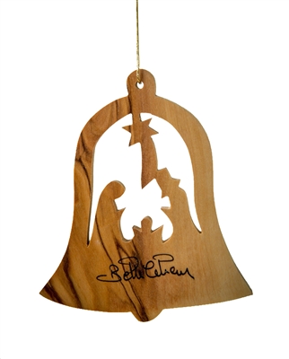 hand-crafted olive wood Christmas ornament made in Bethlehem