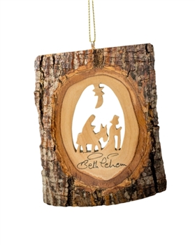 hand-crafted olive wood Christmas ornament made in Bethlehem