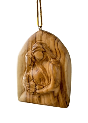 hand-carved olive wood Christmas ornament made in Bethlehem