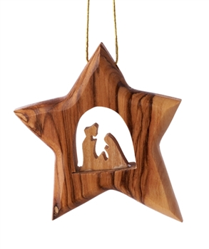 C26HF - Thick star ornament modern with holy family - 3.5"