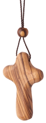 CC27C - Genuine olive wood holding cross as pendant - 2"