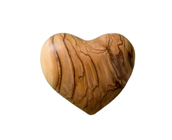 hand-crafted olive wood heart made in Bethlehem