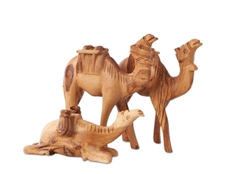 hand-crafted olive wood Camel set made in Bethlehem