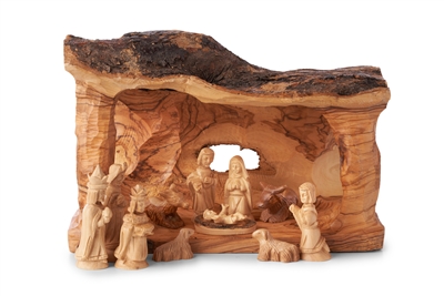 hand-crafted olive wood nativity set made in Bethlehem