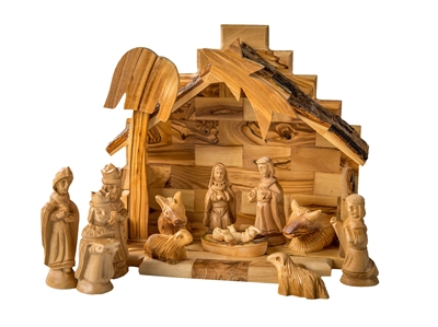 hand-crafted olive wood nativity set made in Bethlehem
