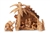 CR06B-NS06-CM07 - Mini Olive Wood Stable with 3D Palm Tree and Nativity set with Traditional Figures and 3 Camels