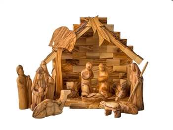 hand-carved olive wood nativity set  made in Bethlehem