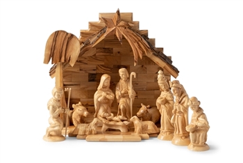 hand-carved olive wood nativity set  made in Bethlehem