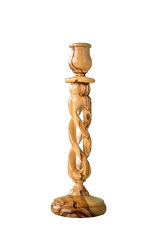 hand-carved olive wood candle holder made in Bethlehem
