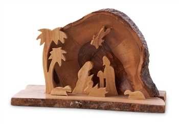 E08B - Arched grotto with holy family under star with two palms - 2.5"x4"