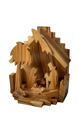 hand-crafted olive wood grotto made in Bethlehem
