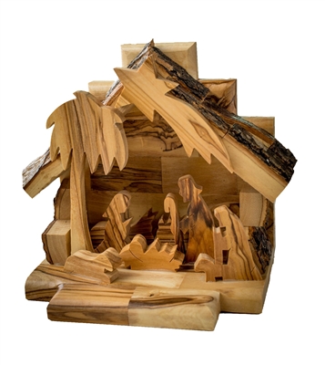 hand-crafted olive wood nativity made in Bethlehem