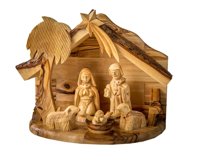 E29 - One Piece Nativity set with holy family and sheep - 6"x7"x4"