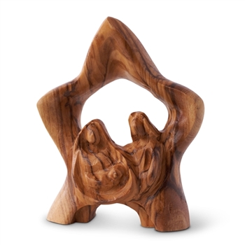 HF14 - Holy Family carved under a star over arch 3.5"