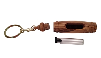 MS20 - Olive Wood oil or perfume vial keychain. - 3"