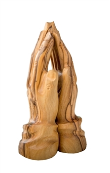 hand-crafted olive wood praying hands made in Bethlehem