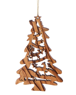 W-45 | Laser Cut Tree Shaped Ornament with Bear