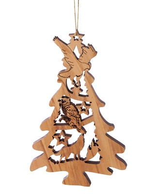 W-46 | Laser Cut Tree-Shaped Ornament with Owl
